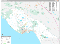Santa Cruz County, CA Wall Map Premium Style 2024
